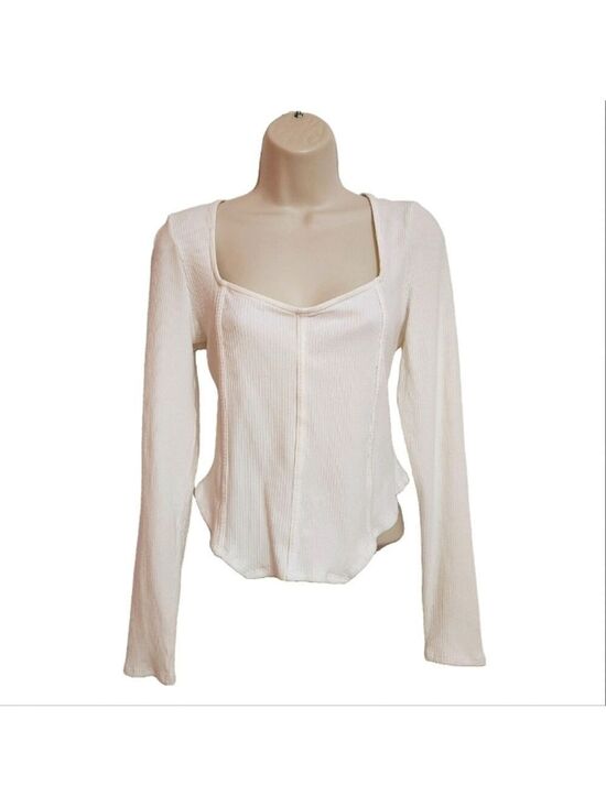 Macy's Tops - Just Polly Ivory Ribbed Knit Corset Top Extra Large